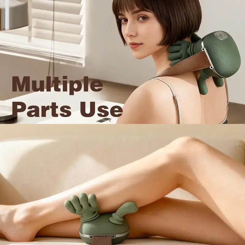 Massager used on the shoulder and on the legs