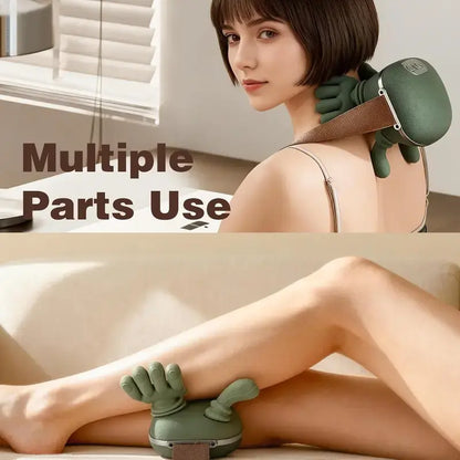 Massager used on the shoulder and on the legs