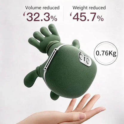 Lightweight 0.76 kg massager held above an open hand